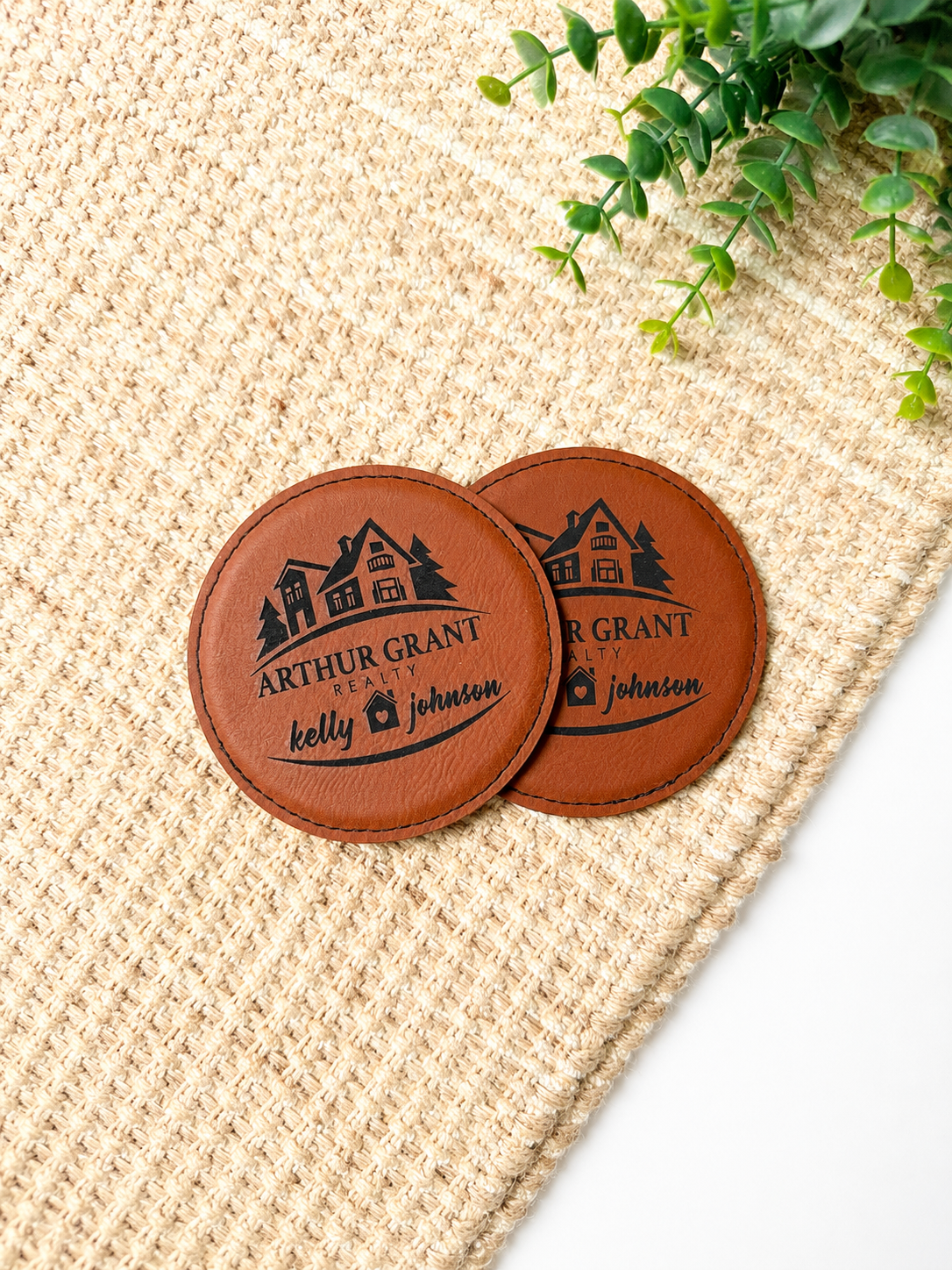 Leatherette logo Coasters