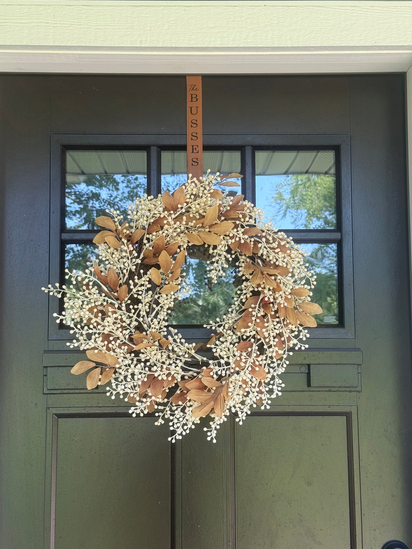 Personalized Faux Leather Wreath Hanger
