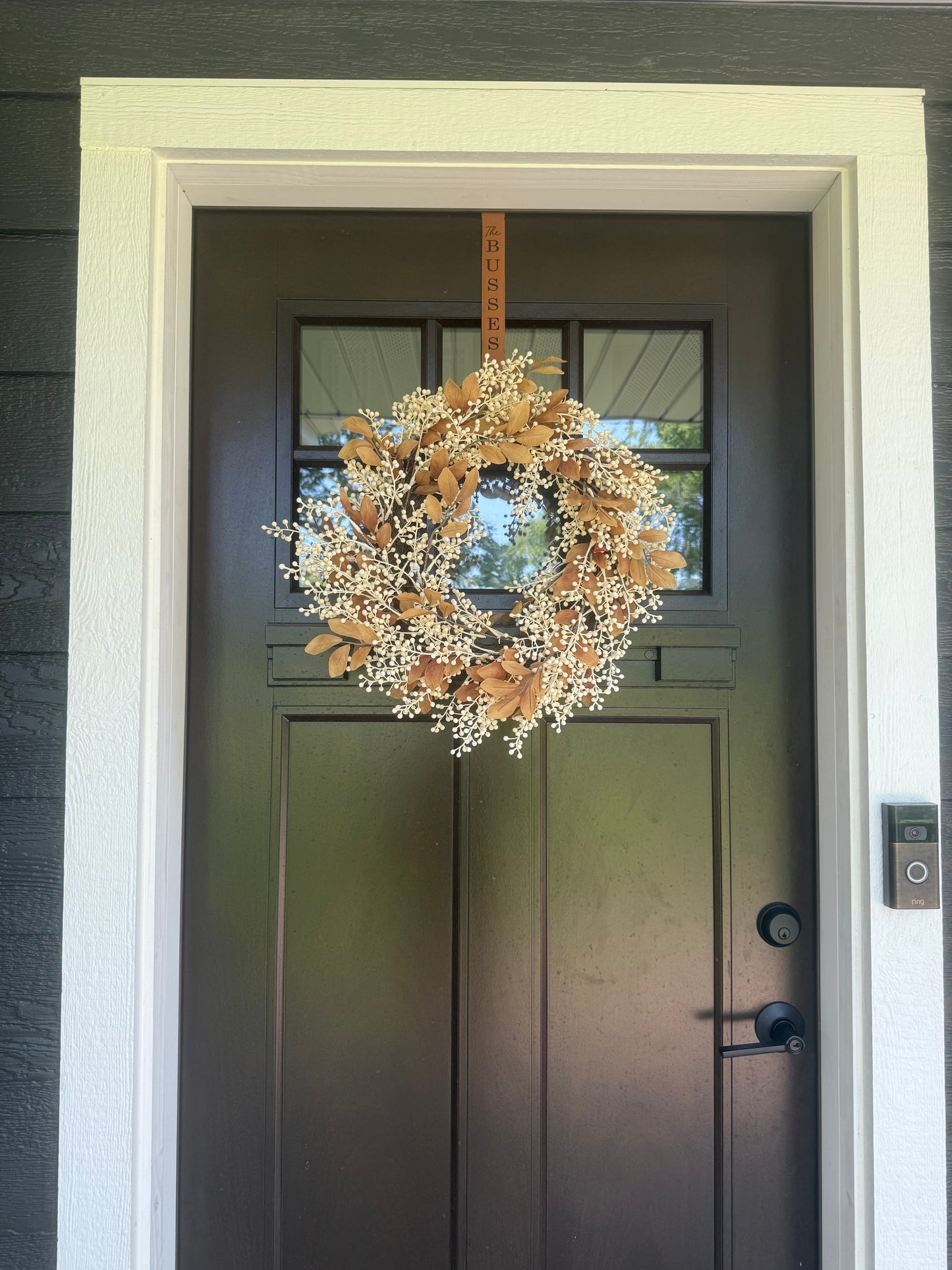 Personalized Faux Leather Wreath Hanger