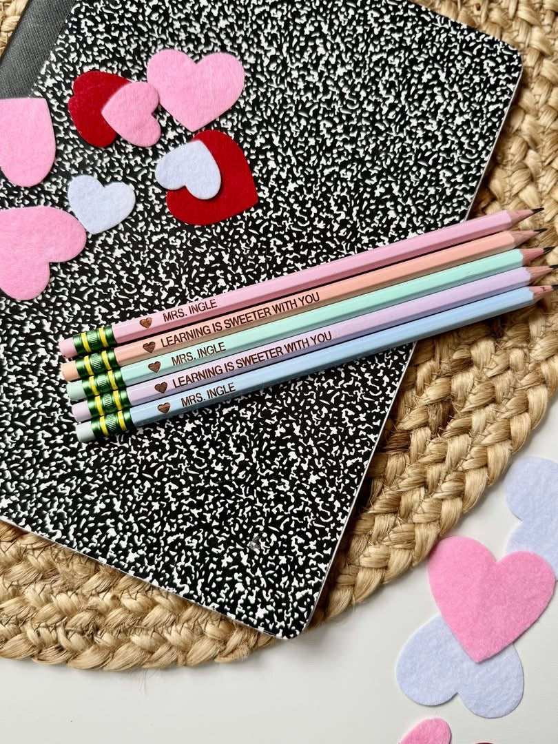 Valentine teacher pencil set