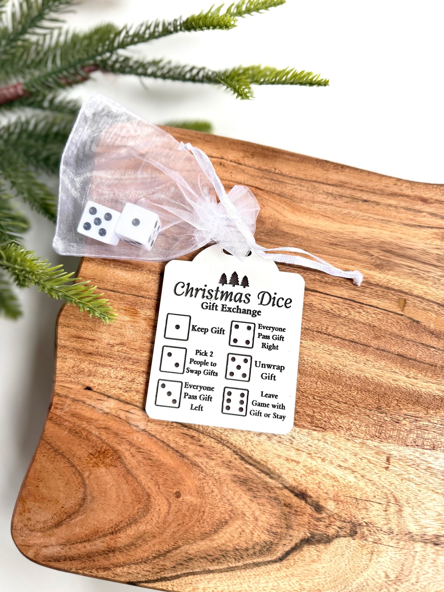 Dice game with ornament tag