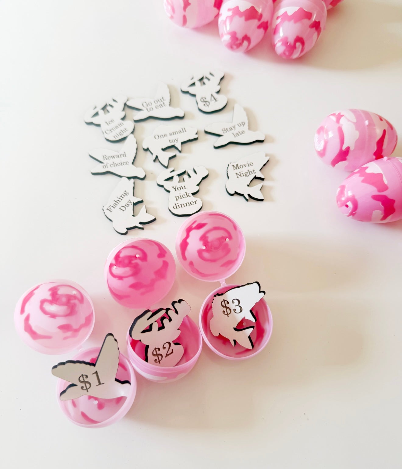 Pink Camo Easter Eggs & Tokens