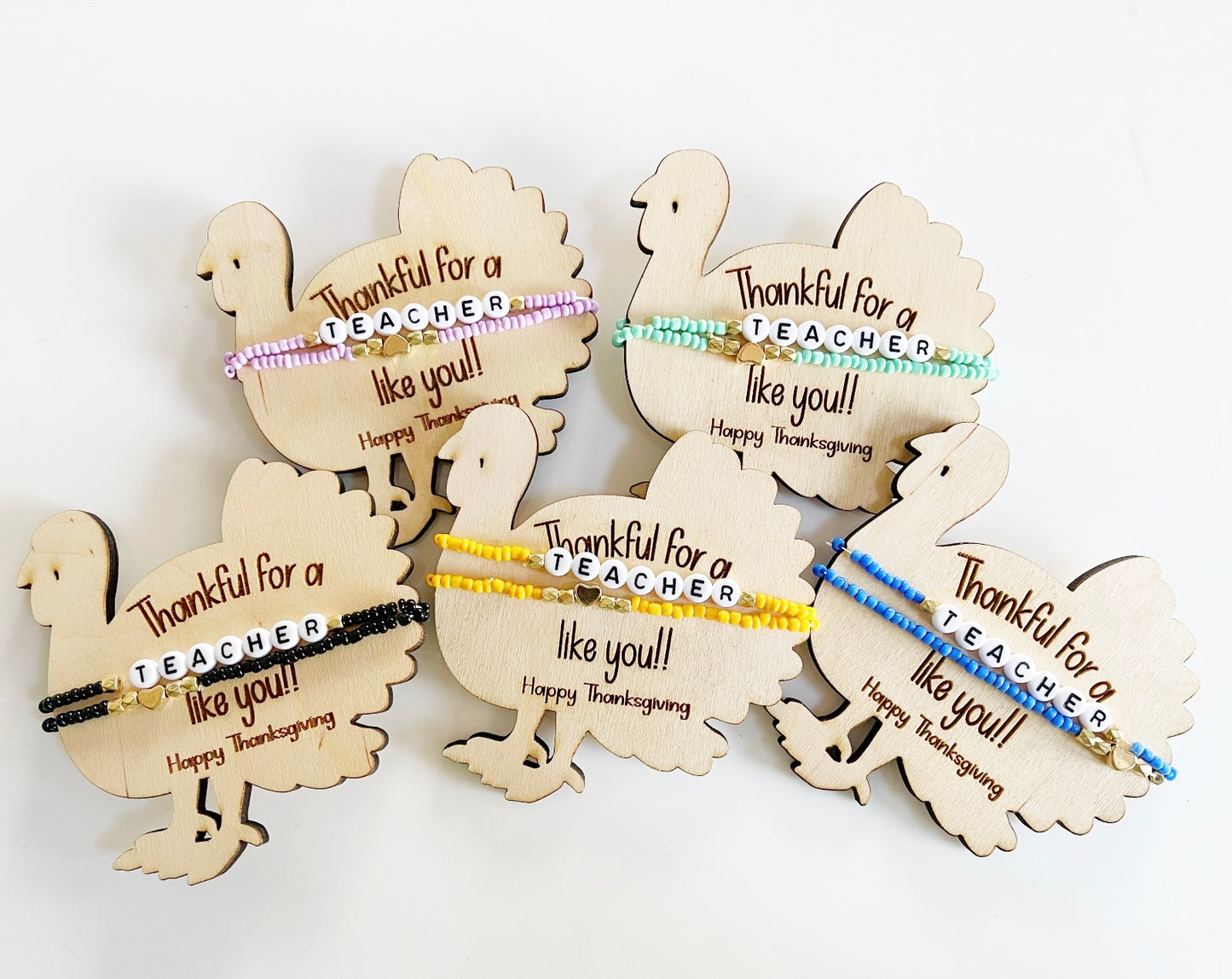 Thankful Teacher gift with bracelet, Thanksgiving Teacher Gift