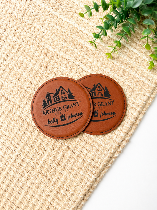 Leatherette logo Coasters