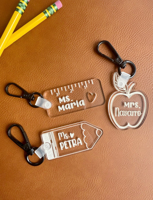 Personalized acrylic teacher keychain