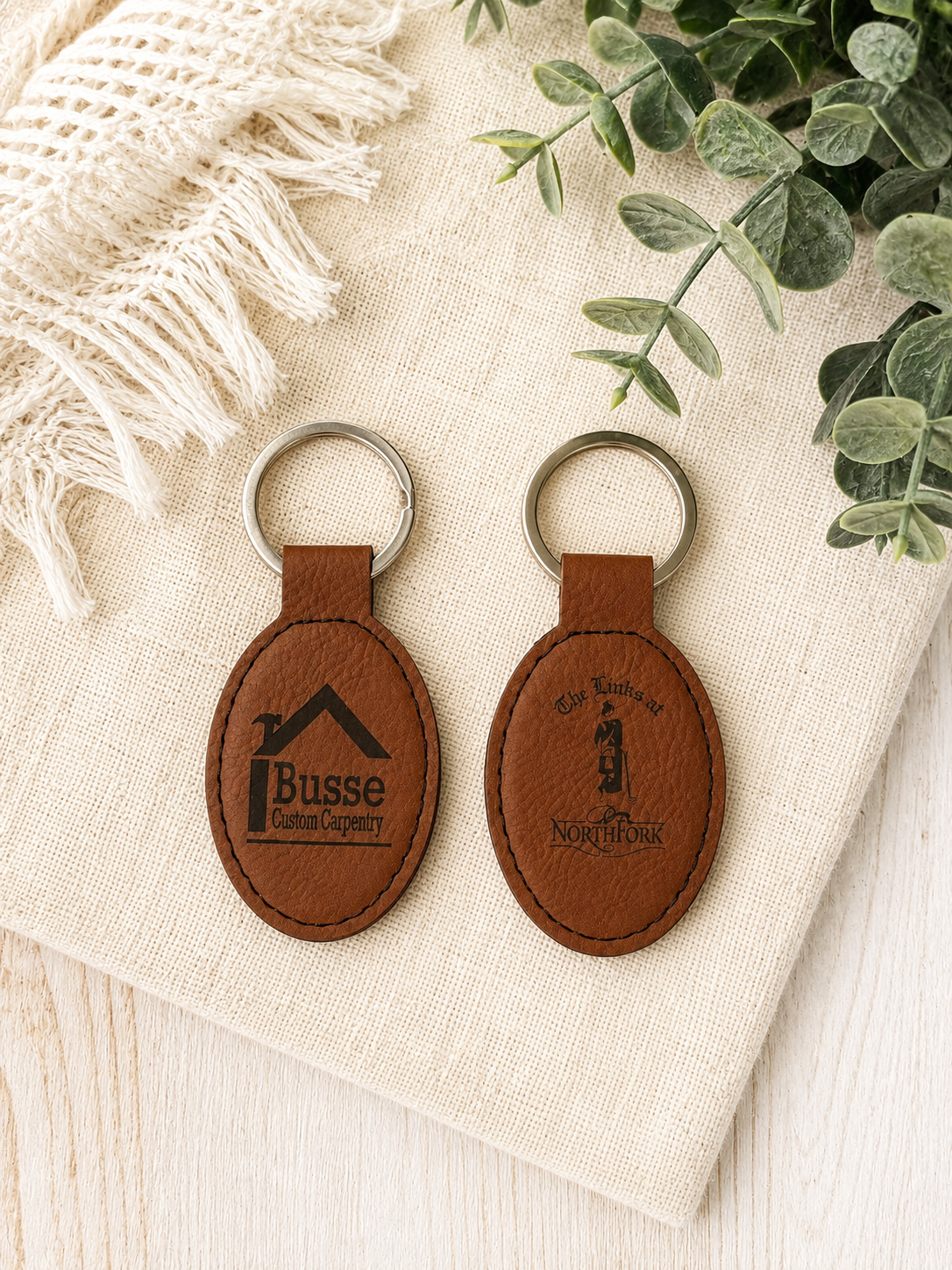 Leatherette logo keychain