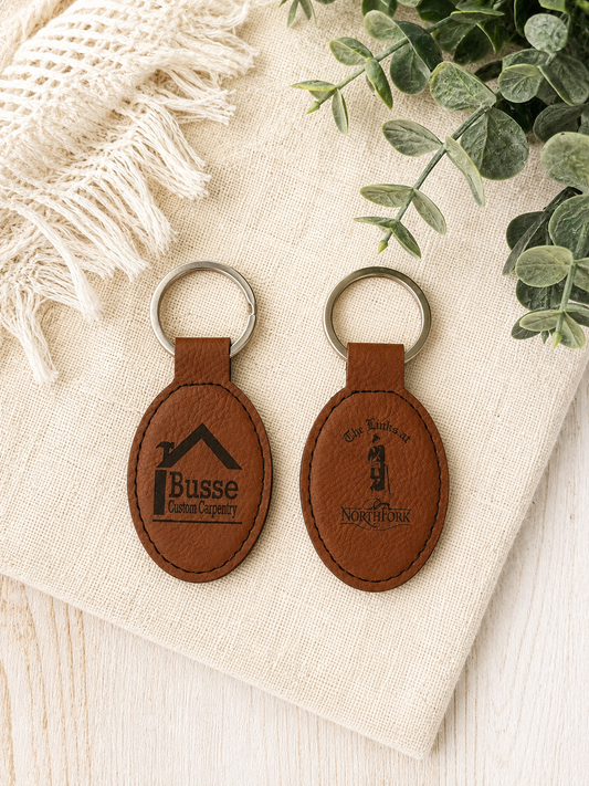 Leatherette logo keychain