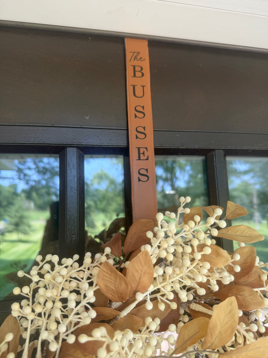 Personalized Faux Leather Wreath Hanger