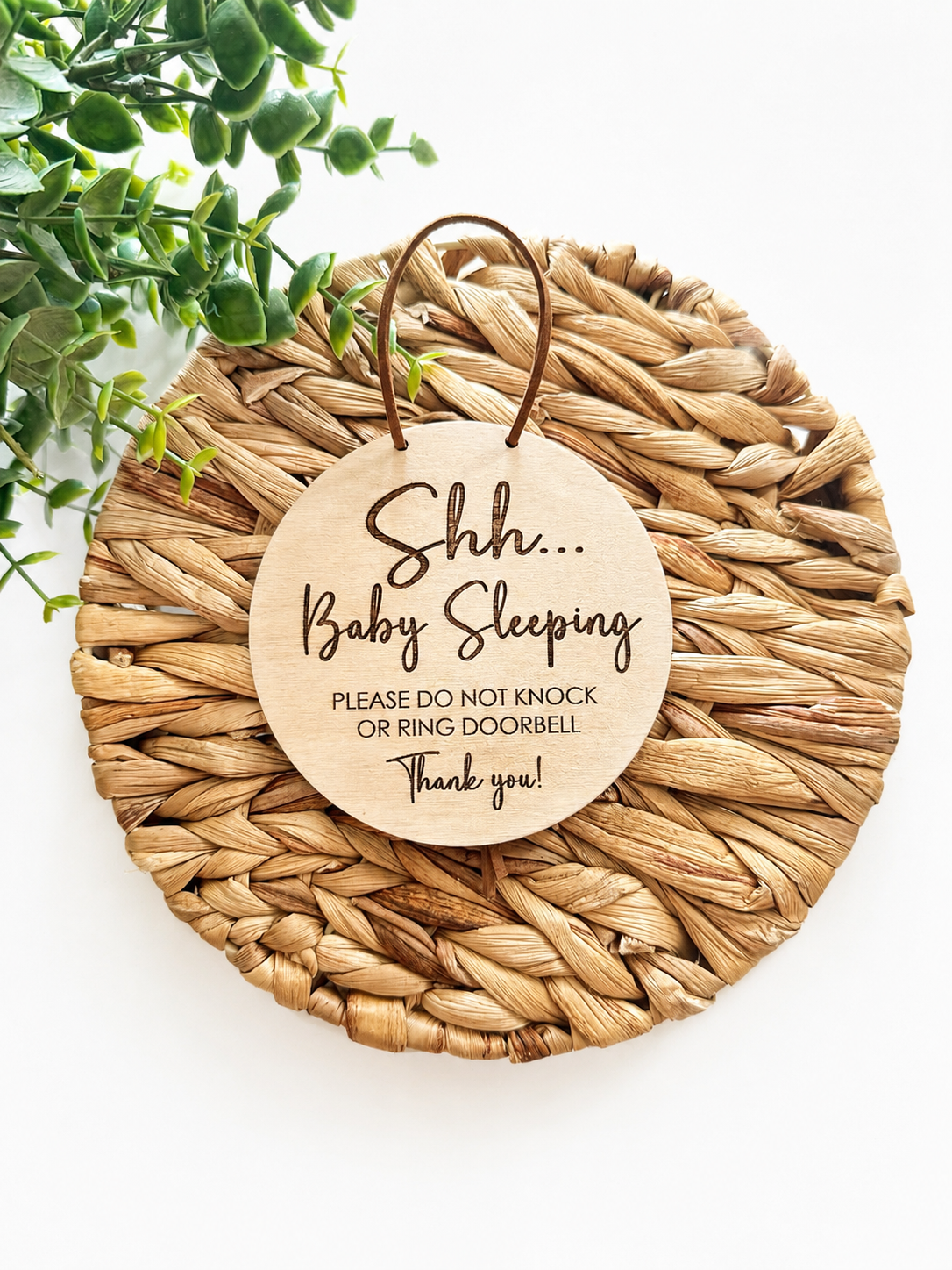 Shh… Sleeping Baby Door Sign | Personalized Front Door Sign | Baby Sleeping Please Don’t Knock | New Baby Gift