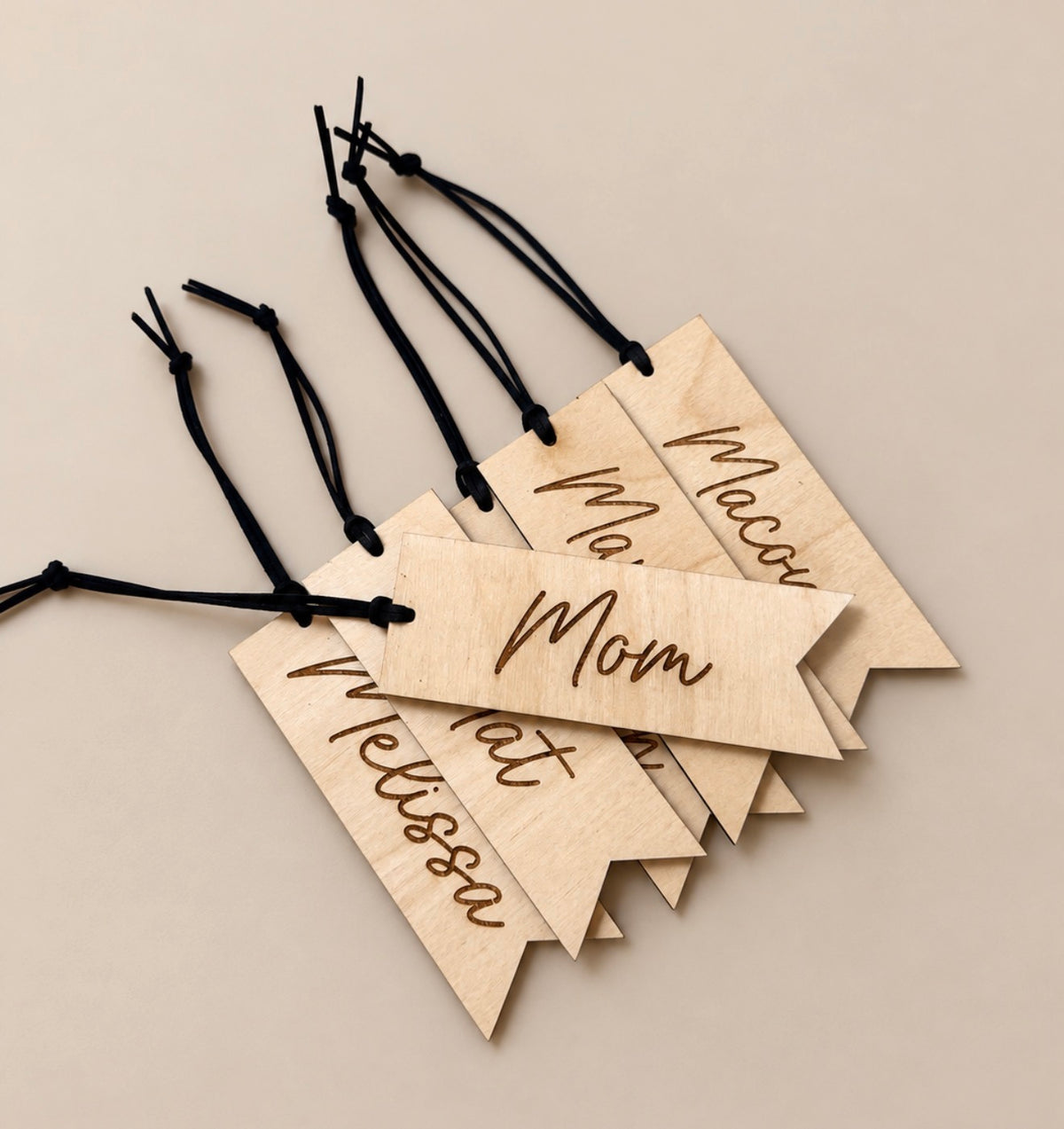 Wooden stocking tag names