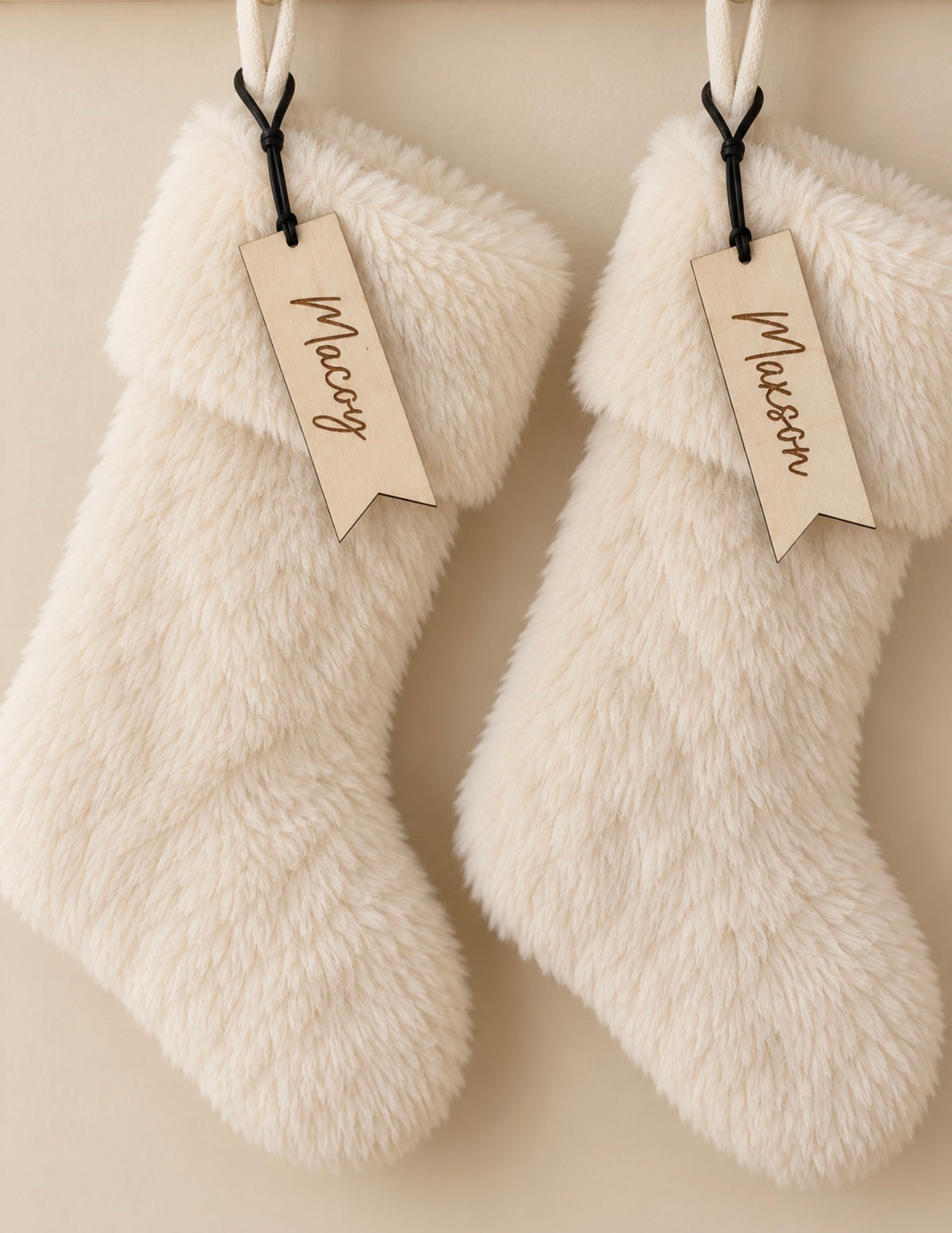 Wooden stocking tag names