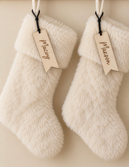 Wooden stocking tag names