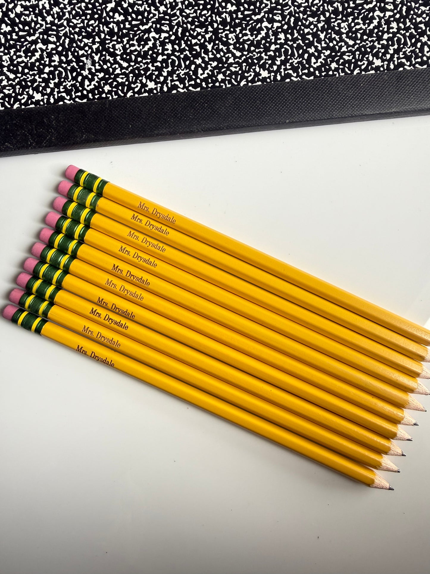 Yellow personalized pencils
