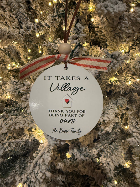 It takes a village personalized ornament