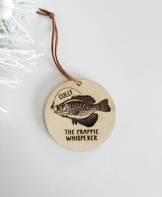 Personalized crappie whisper ornament