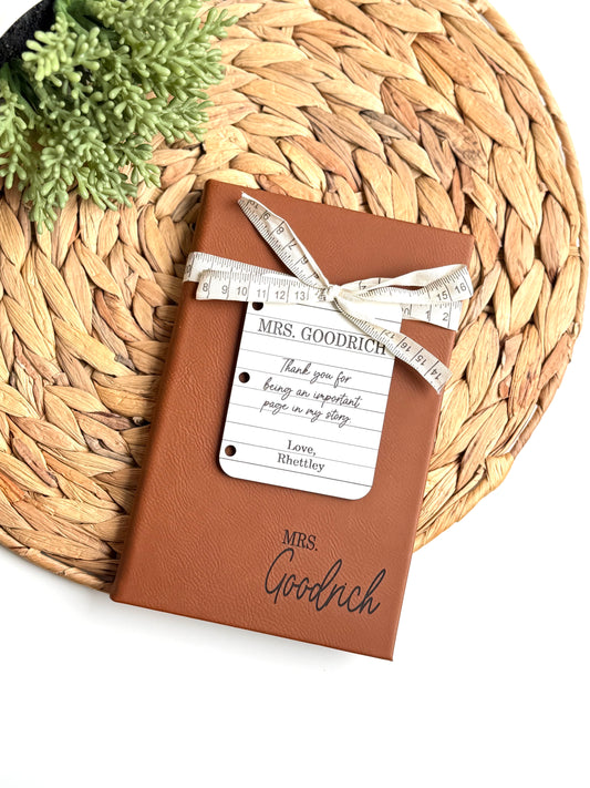 Personalized teacher notebook & tag