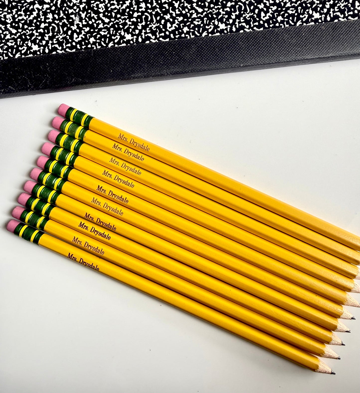 Yellow personalized pencils