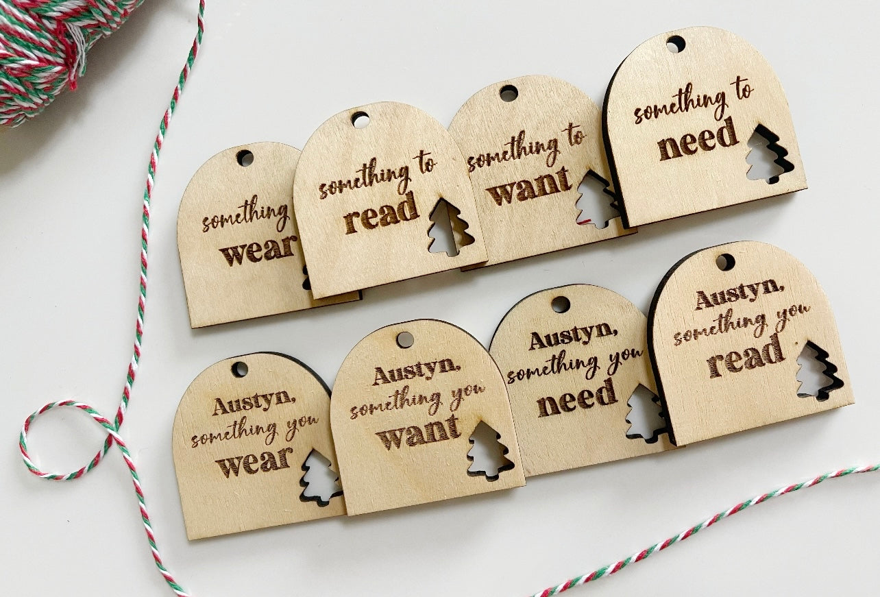 Something you need, want, read, wear tags.