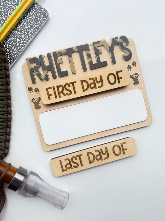 Camo First Day of School Sign