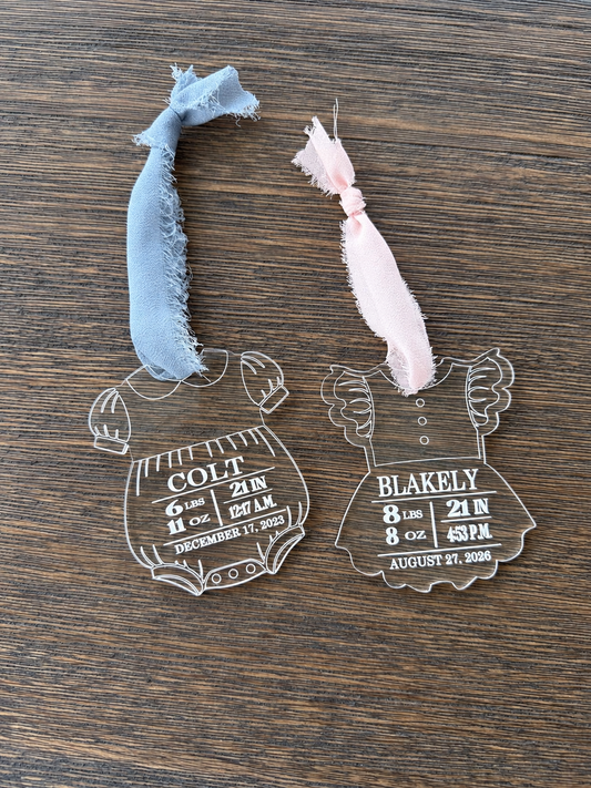 Smocked acrylic ornament
