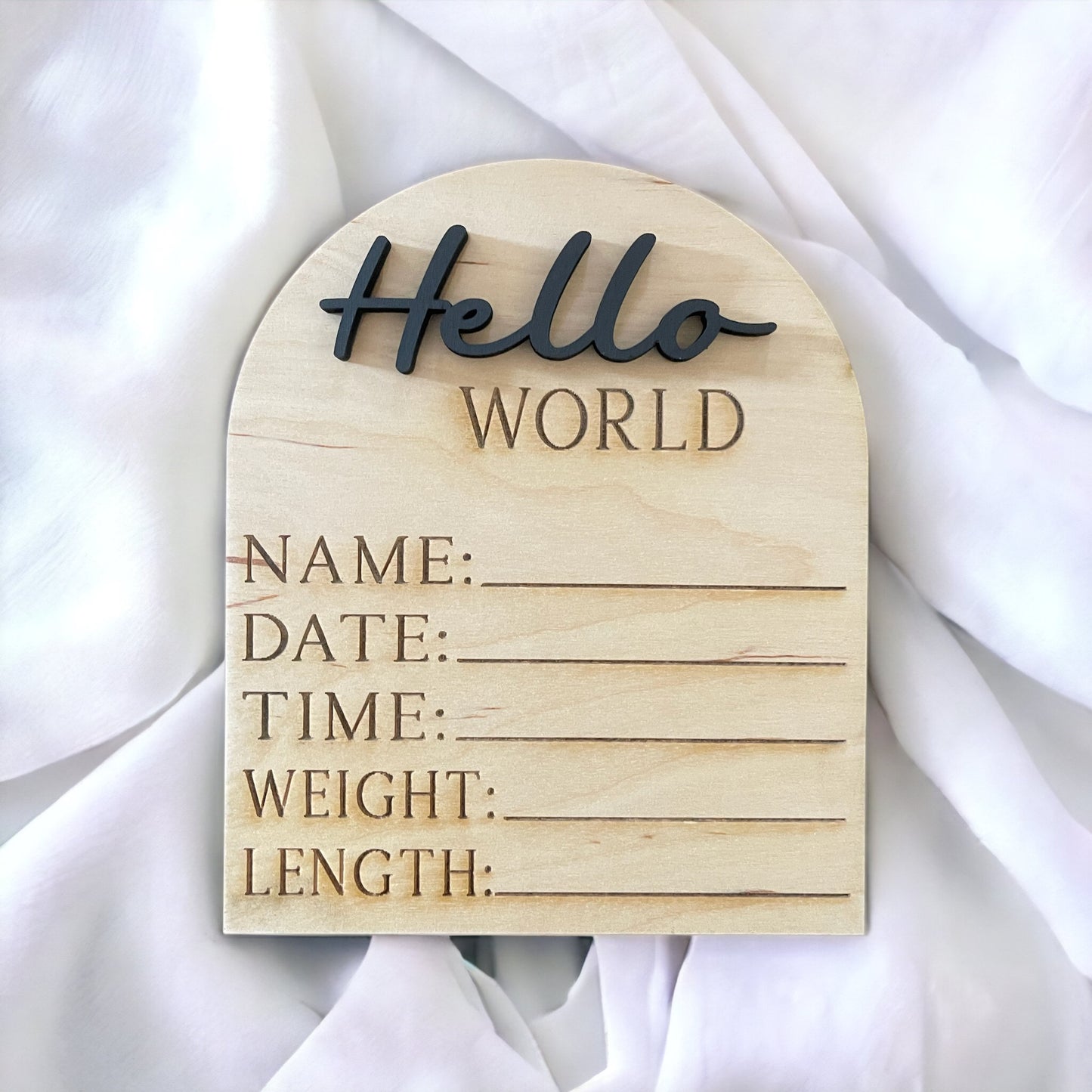 Hello world announcement sign, baby announcement sign, name announcement sign