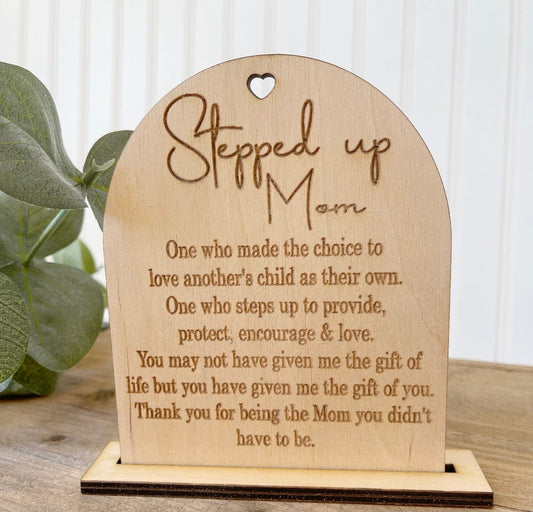 Stepped up mom Mother’s Day gift, bonus mom gift, gifts for step moms, important moms gift, Mother’s Day