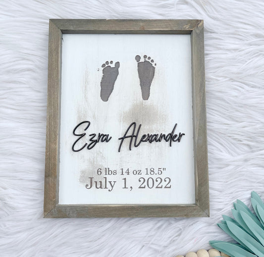 Birth Stats Sign, Footprint Baby Sign