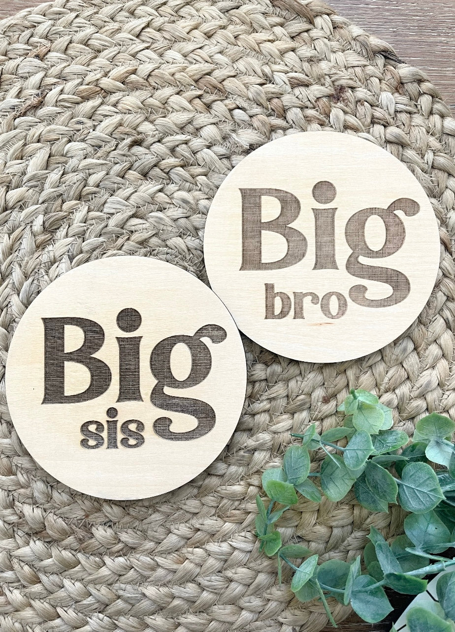 Big bro & big sis announcement wooden signs